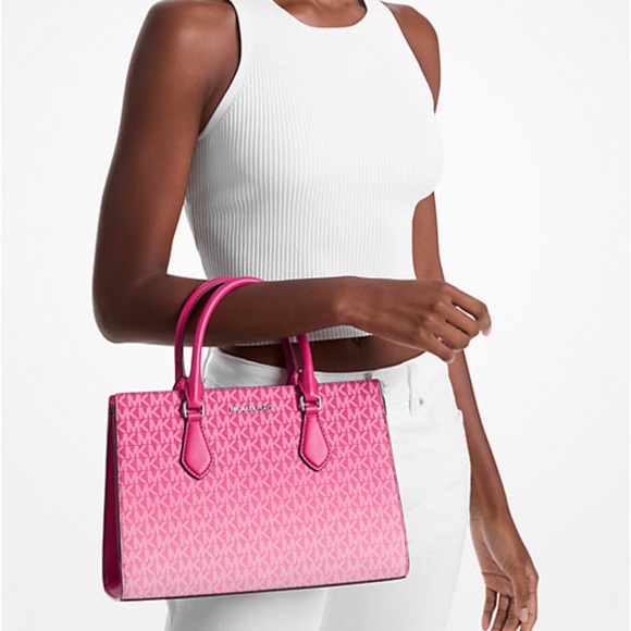 Michael Kors Sheila Medium Ombré Signature CZ Logo Satchel Crossbody Center - Picture 3 of 16